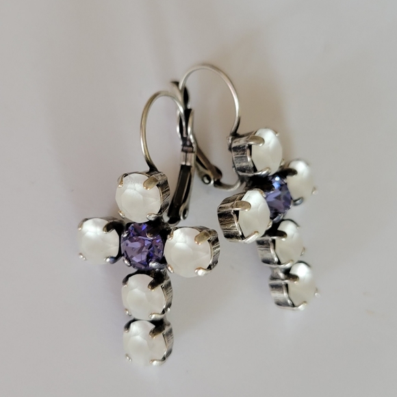 Austrian Crystal Cross Earrings - Picture 7 of 7